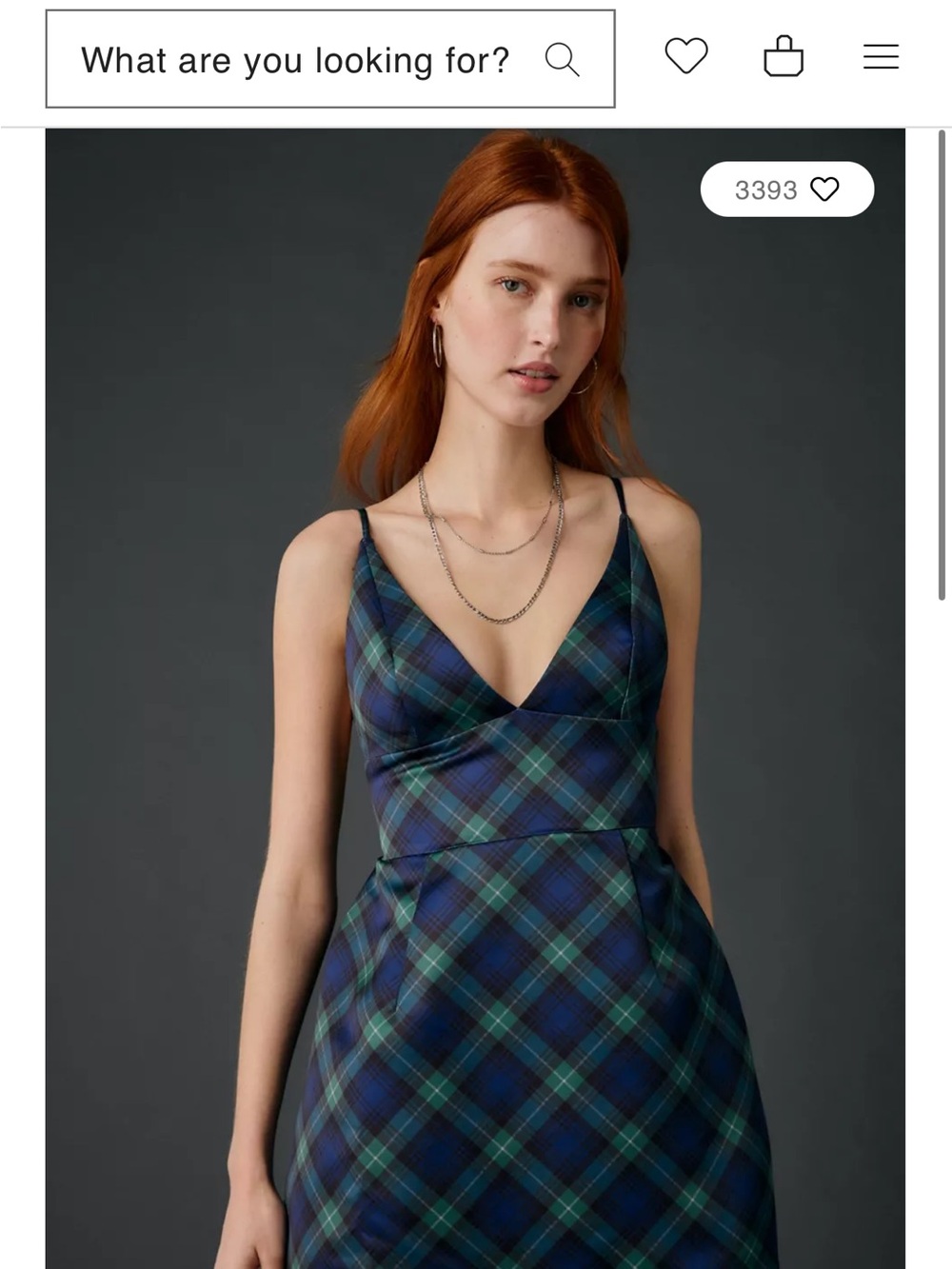 Urban Outfitters Green and Blue Plaid Spaghetti-Strap Prom Dress